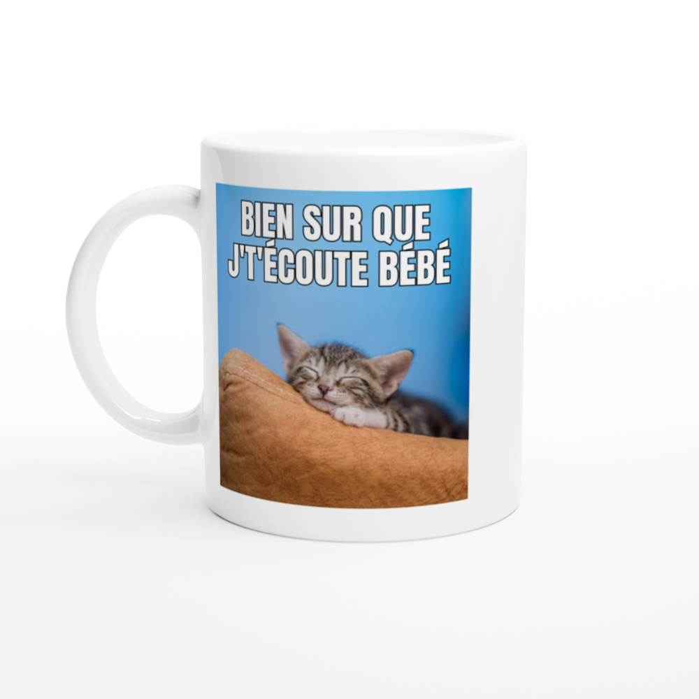 mug avec chaton mignon endormi texte humoristique