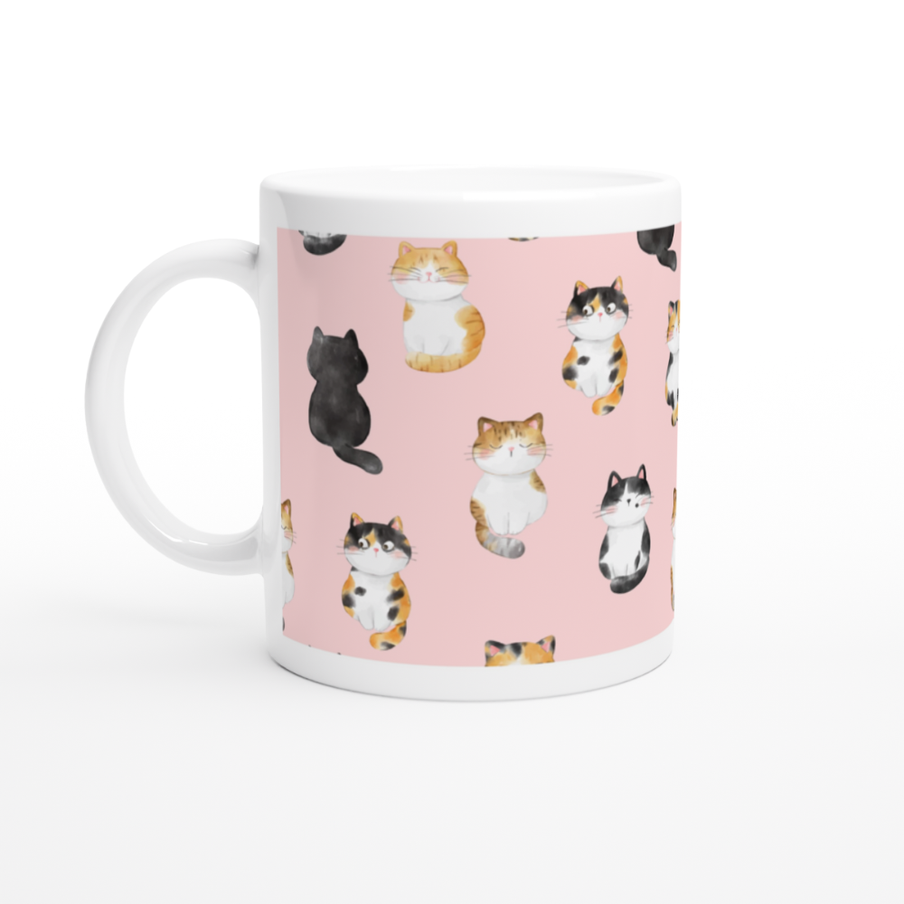 mug céramique blanc et rose chatons aquarelle