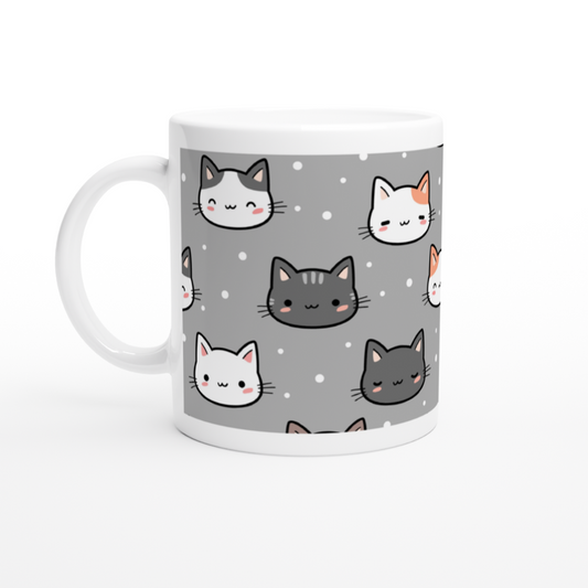 mug motif gris têtes de chatons kawaii 