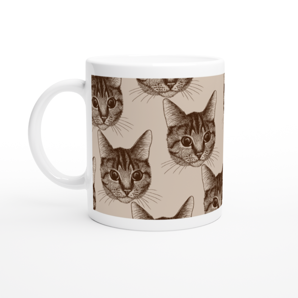 mug tapisserie têtes de chat rétro monochrome