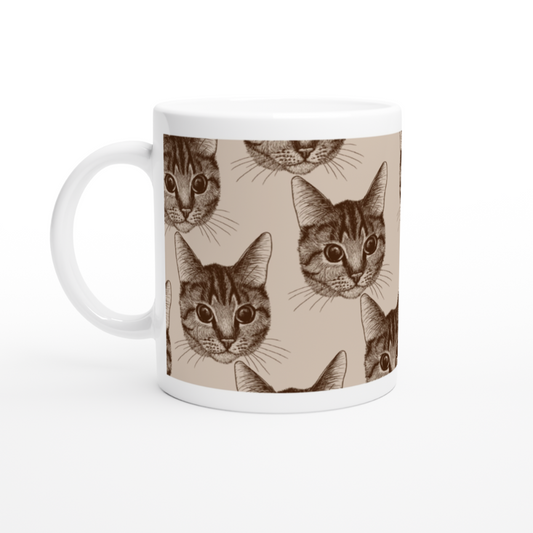 mug tapisserie têtes de chat rétro monochrome