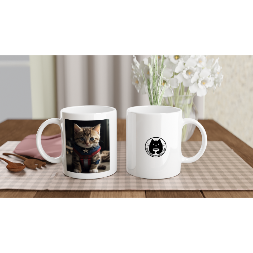 mugs en situation avec chaton captain america