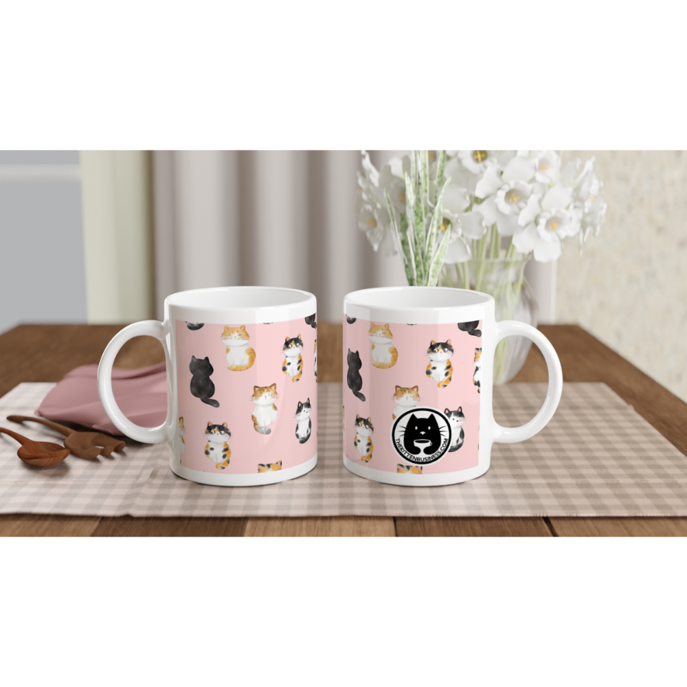 mise en situation mugs blanc et rose chatons aquarelle