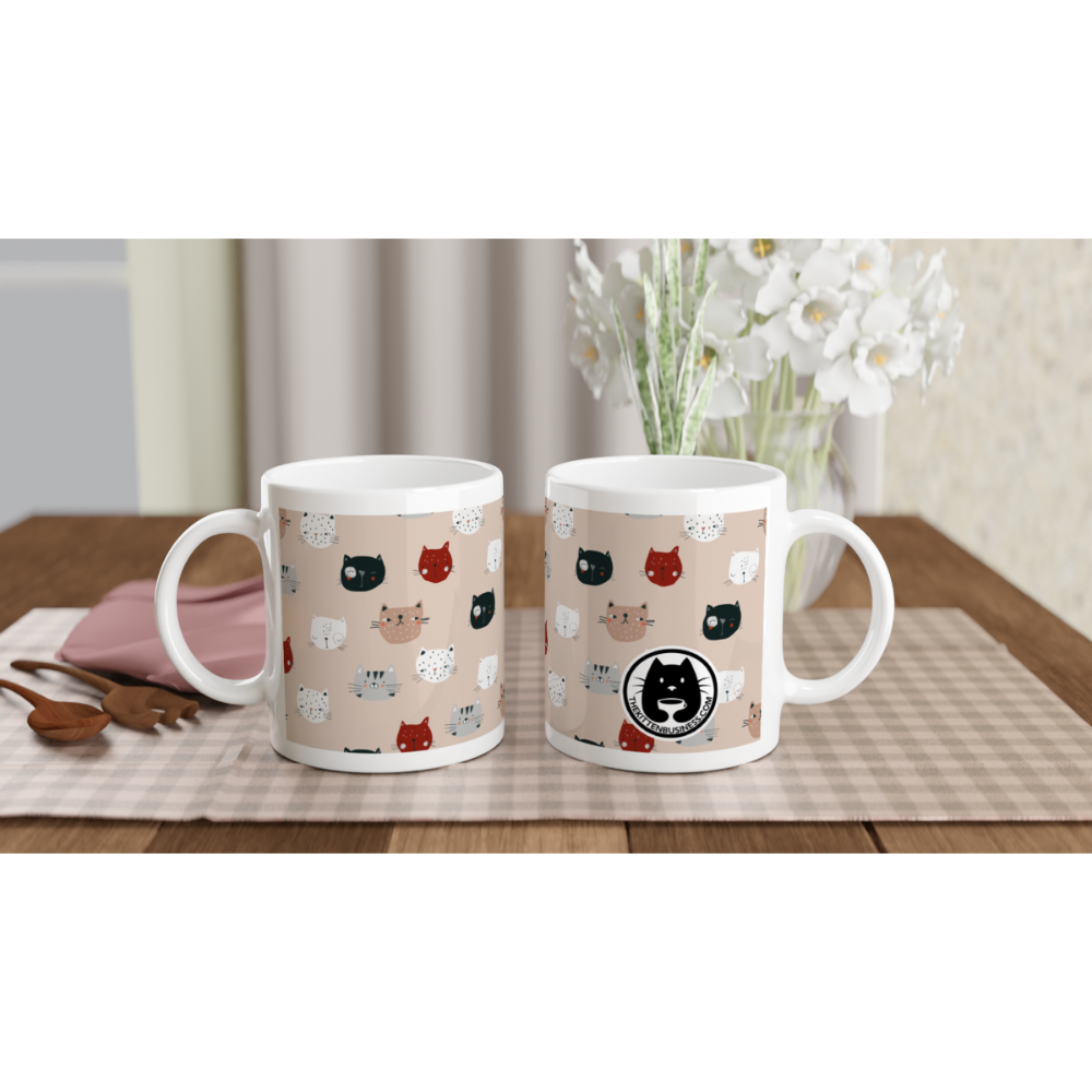 mise en situation mug blanc têtes de chats arty